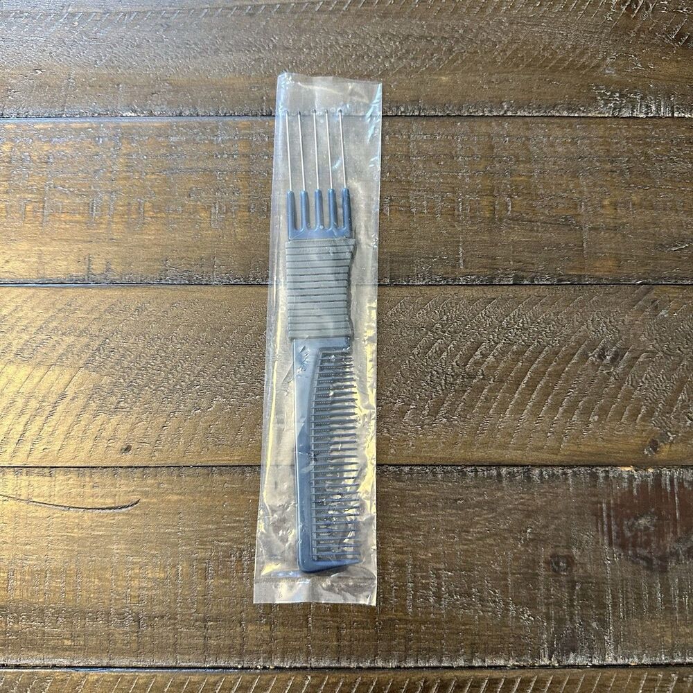 NEW Vintage Caruso Comb Dual Side Pick Comb Teal Blue Grey Gripper Teasing Lift - Picture 3 of 5